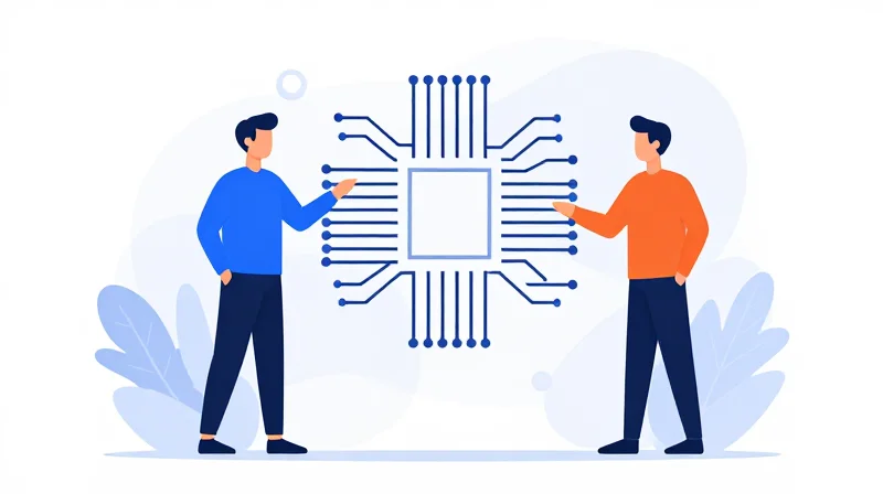 Engineering Support and DFM Feedback Conceptual illustration of two people working together on a technical blueprint