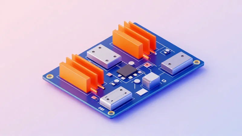 Abstract representation of heat dissipation on an electronic substrate.