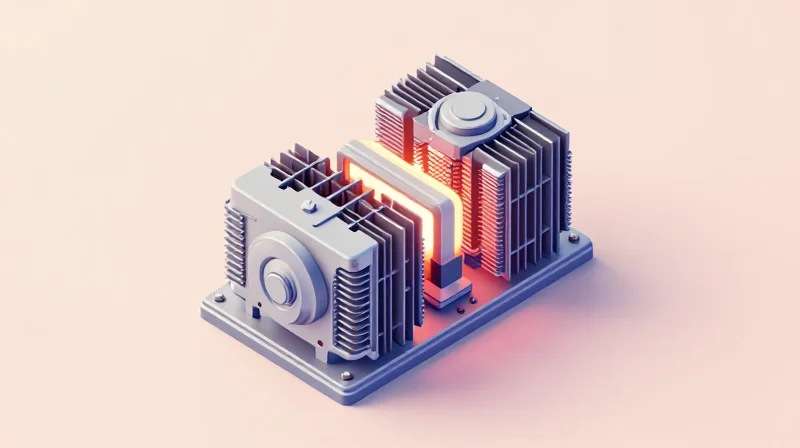 Isometric view of cooling systems for industrial electronic components