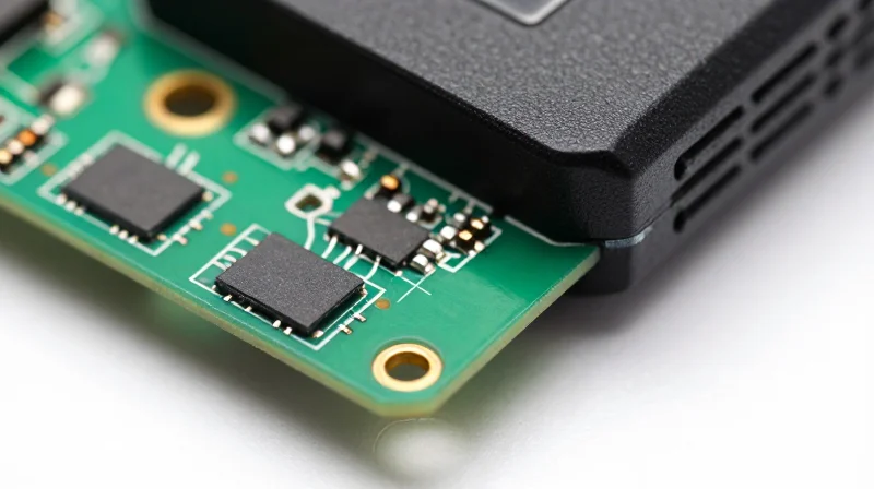 Close up of an industrial RFID PCBA with antenna connections