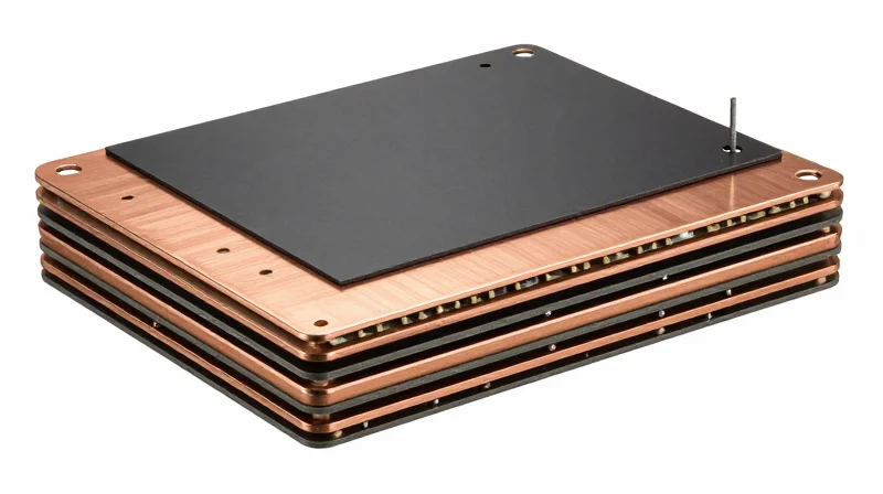 Cross-section of a multi-layer PCB showing signal isolation