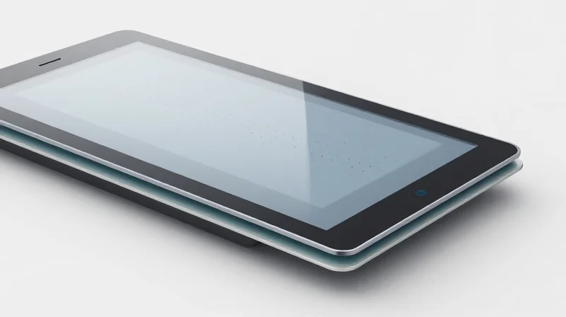 Cross-section of a resistive touch panel showing two conductive layers separated by spacers.