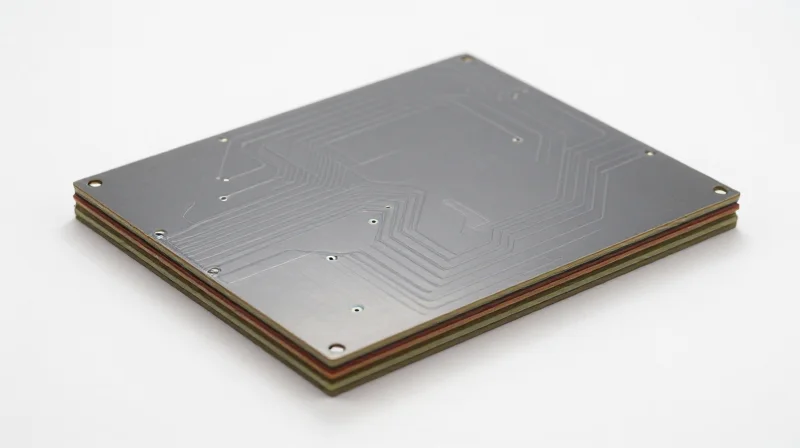 A high-tech industrial PCB substrate with clear structural details on a clean white background.
