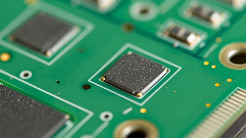 Macro detail of high-quality solder joints on a circuit board, symbolizing structural strength.