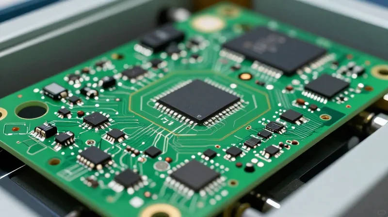 Modern high-density circuit board inside a wind turbine controller