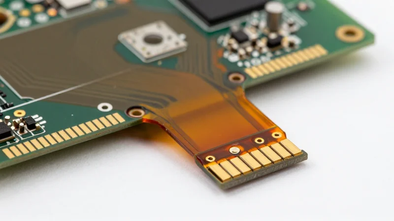 Close up of a modern rigid-flex PCB design