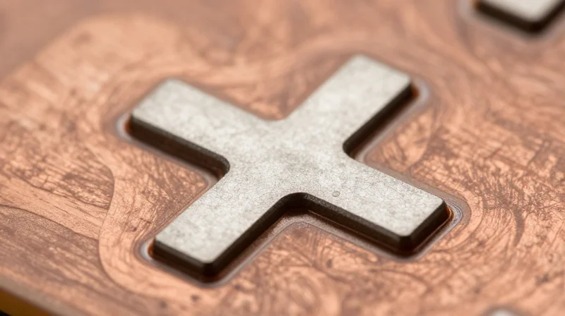 A close-up of a circular thermal relief pattern on a circuit board.