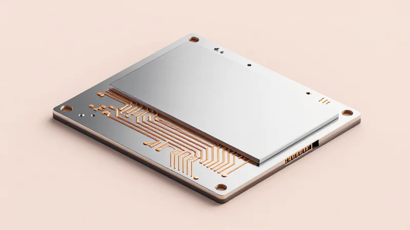 Cross-section 3D view of an aluminum PCB showing the layered dielectric insulation structure