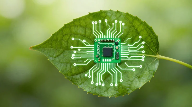 Conceptual image of electronics and nature, representing sustainability