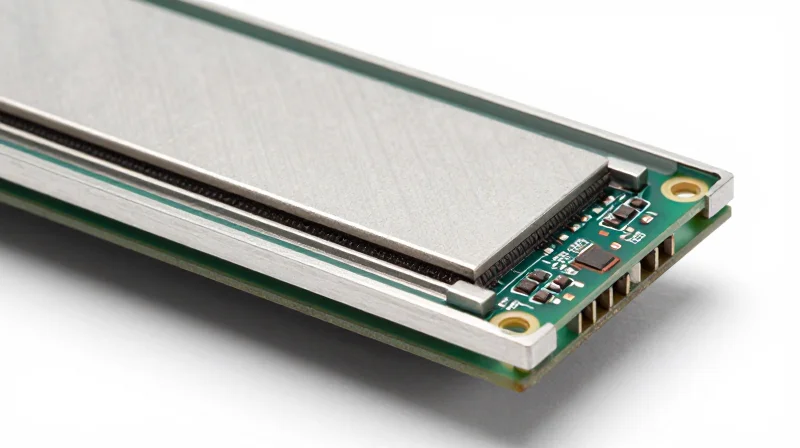 Cross-section of an aluminum core PCB showing metal base and insulation layers