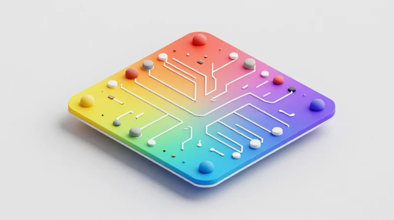 Isometric 3D model of a circuit board module undergoing thermal testing with heat gradient color coding