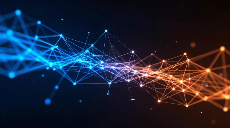 Abstract representation of failing network signals represented by disrupted light streams.