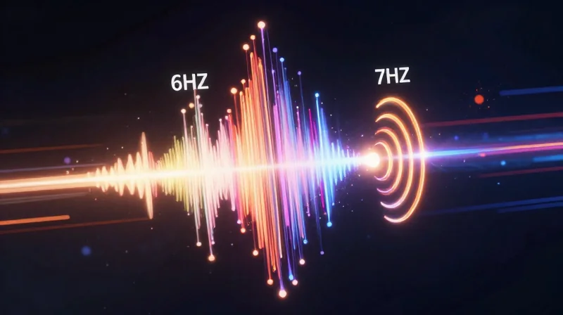 Abstract representation of high-frequency wireless signal waves traveling through space