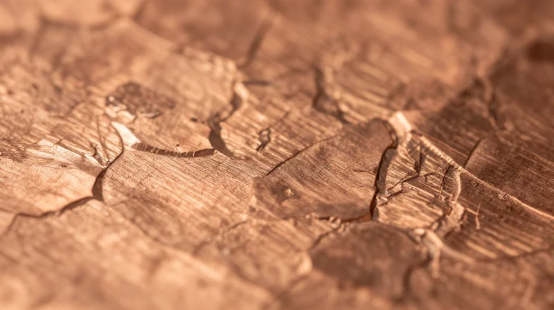 Microscopic view of copper surface texture influencing electron flow