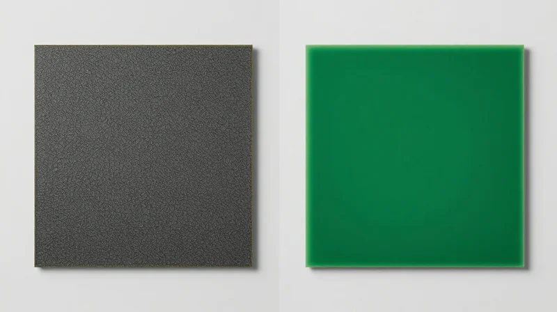 Conceptual visual comparing two different substrate material qualities side by side