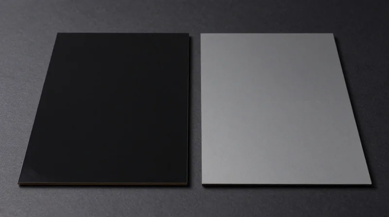 Two different types of PCB substrate materials side by side.