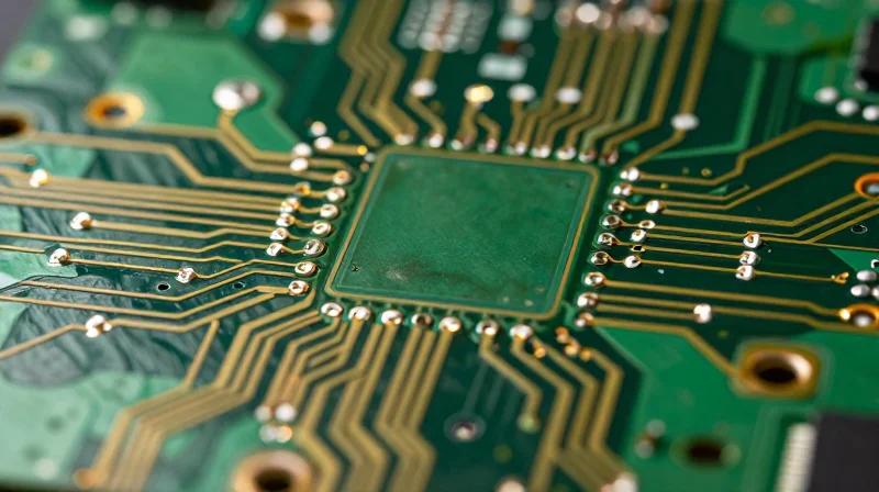 A visual representation of electromagnetic wave propagation and high-frequency signal flow on a circuit board surface