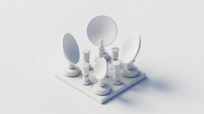 Isometric view of a complex antenna array assembly for high-order MIMO wireless communications
