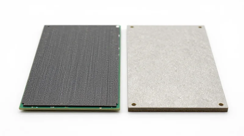Side-by-side comparison of different PCB materials focusing on texture and layer composition
