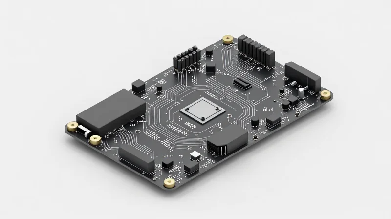 Isometric view of a server PCB showing heat dissipation through thermal vias.