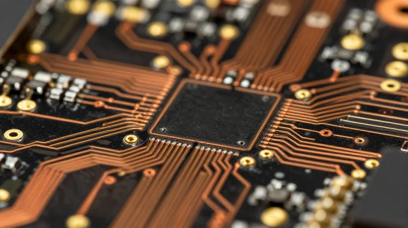 Close up of high frequency RF traces on a circuit board