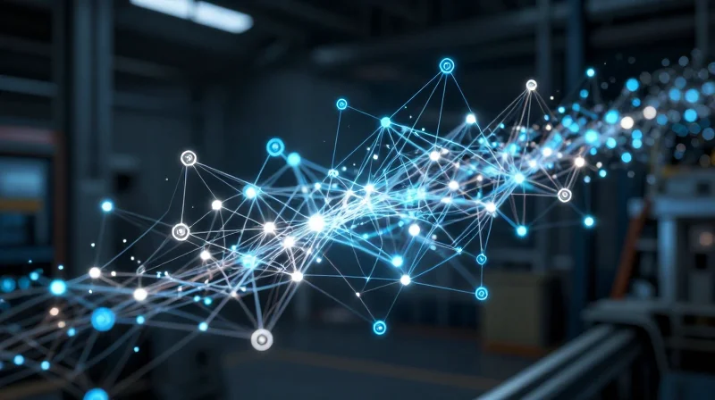 Abstract representation of industrial IoT nodes and data flows