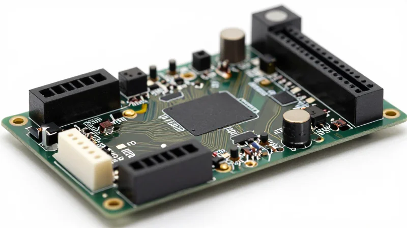 Close up view of a modular industrial electronics board