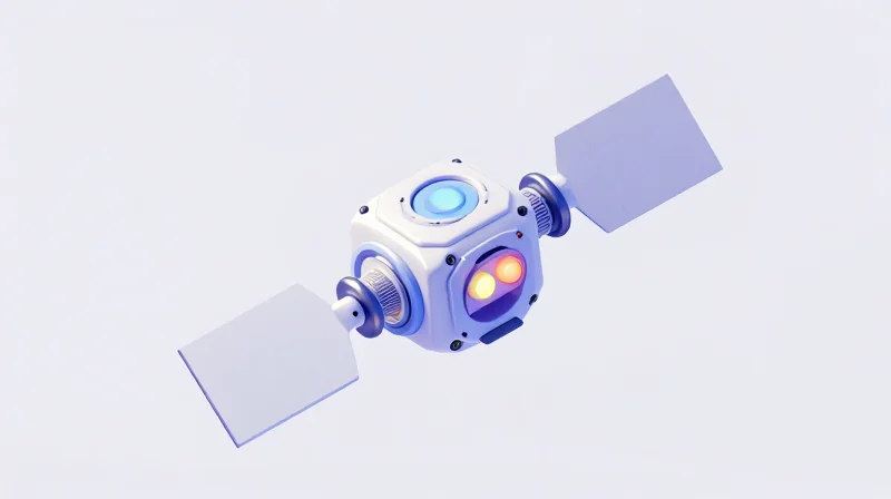 Isometric view of a satellite module in thermal stress simulation