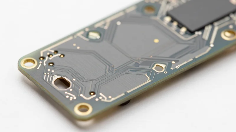 Close-up of a high-precision PTFE Teflon PCB board