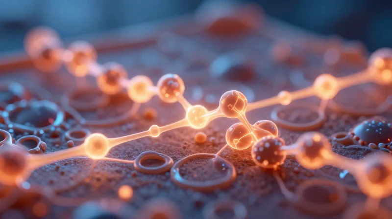 Visual representation of energy dissipation and oscillation at the molecular level within a substrate.
