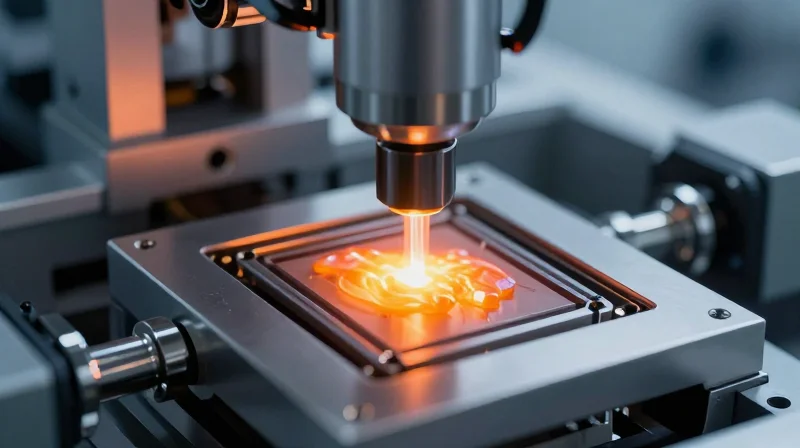 A visual representation of precise manufacturing processes involving heat and chemical bonding.