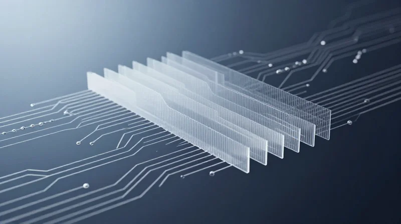 Conceptual 3D illustration showing a digital design being refined by multiple overlapping layers