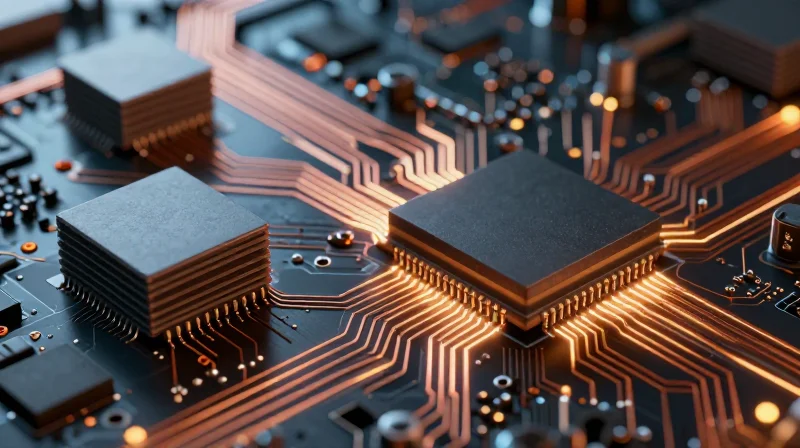 A visual timeline showing the progression of circuit board technology from stacked vias to complex any-layer architecture.