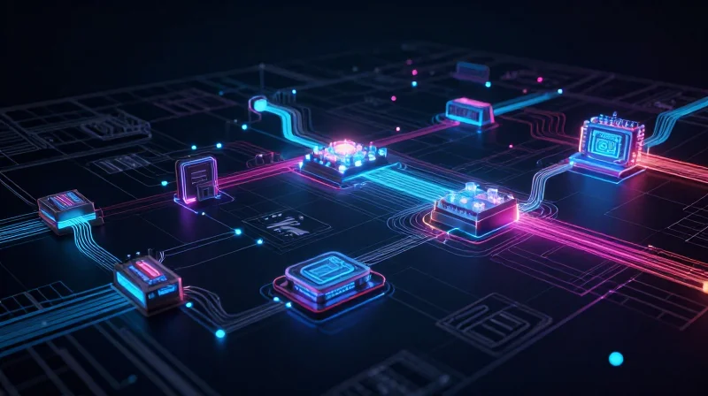 Conceptual representation of a streamlined development workflow for high-tech electronics.
