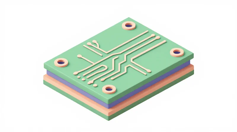 Conceptual 3D diagram showing blind and buried vias within a multi-layer PCB