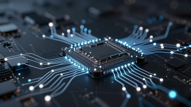 Abstract digital concept of modular circuit design and future technology