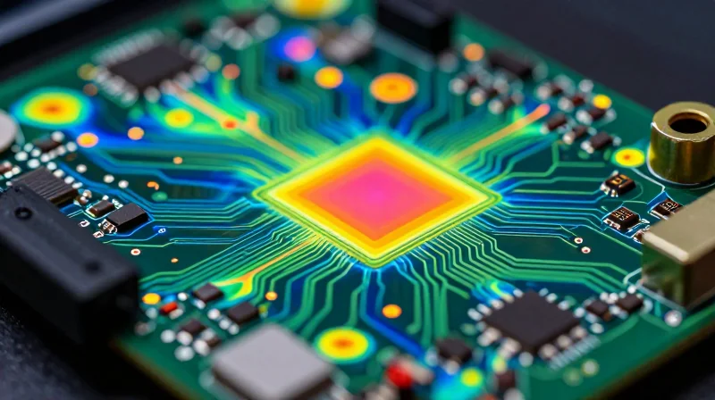 Thermal imaging visualization of heat dissipation on a high-performance ceramic circuit board