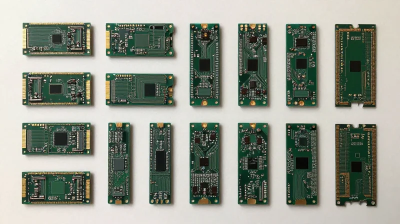Top-down view of complex ceramic PCB patterns with precise edge geometry