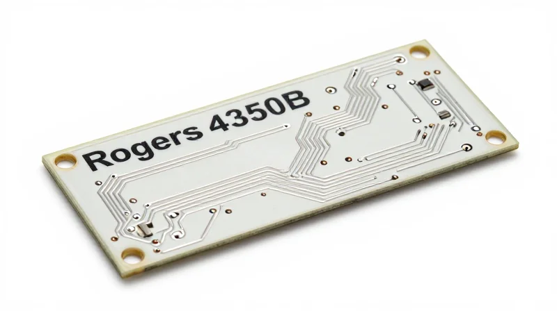 Studio shot of a professional green and gold PCB component