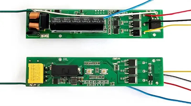 A PCB board inside a smart hair dryer
