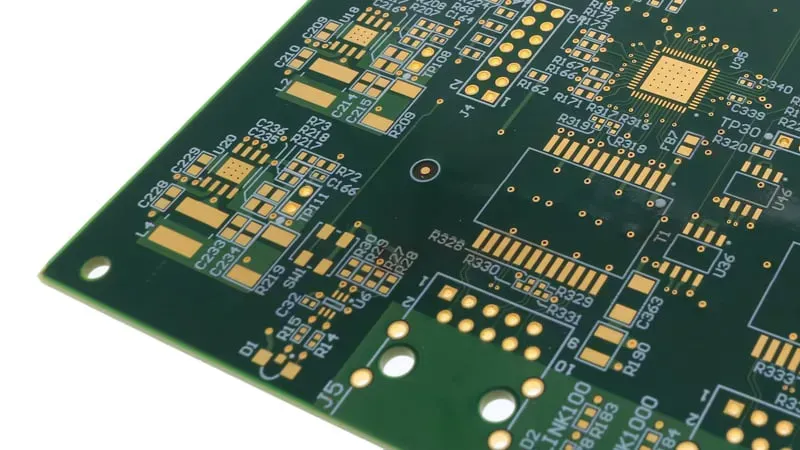 A detailed close-up of a multi-layer PCB board