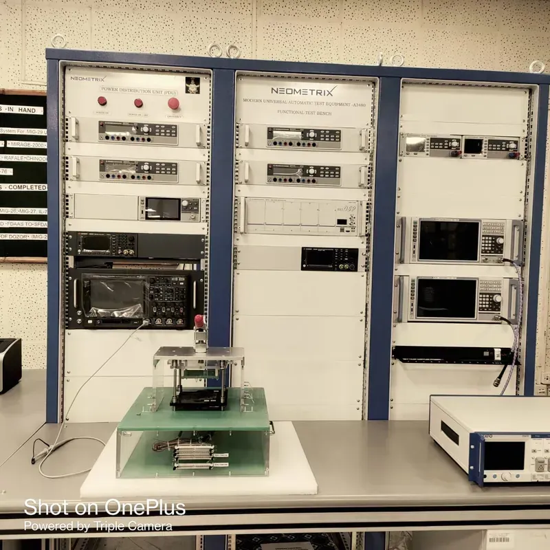 Specialized equipment performing functional tests on a PCB for autonomous buses