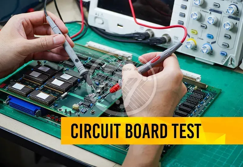 Testing a PCB circuit board.