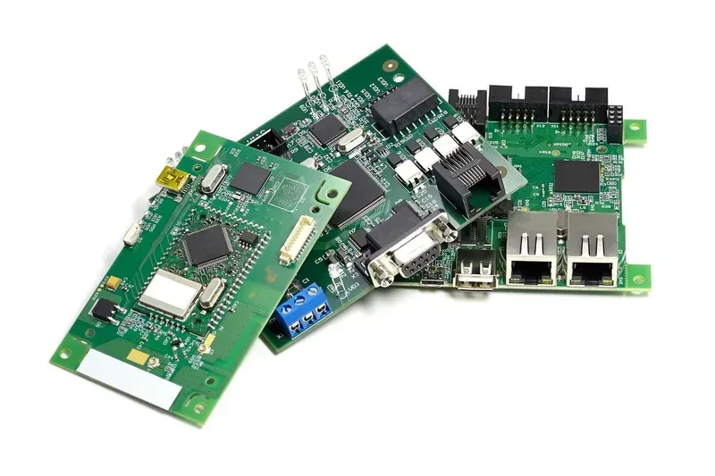 A close-up of a high-reliability PCB circuit board.