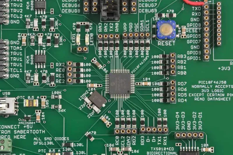 Close-up of a PCB design