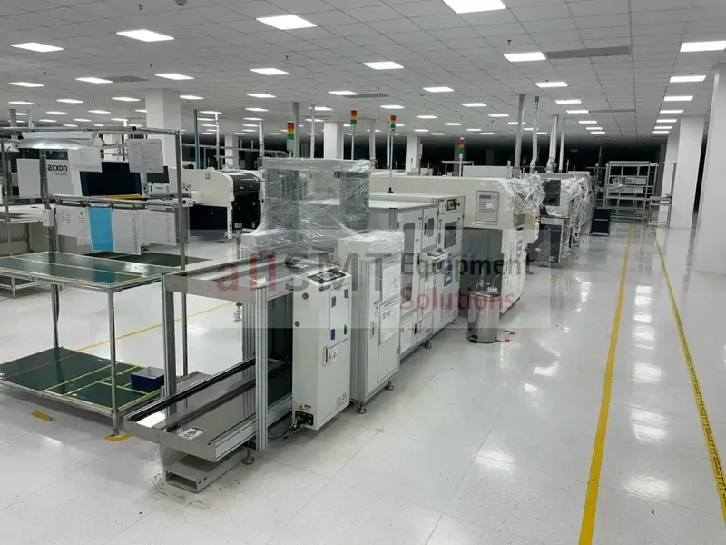 An SMT assembly line producing PCBs