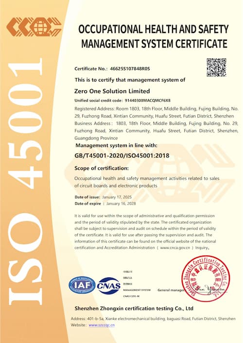OCCUPATIONAL HEALTH AND SAFETY MANAGEMENT SYSTEM CERTIFICATE