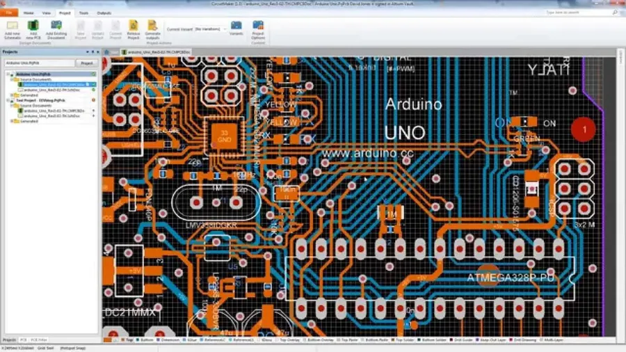 A circuit schematic diagram being designed in Altium CircuitMaker.