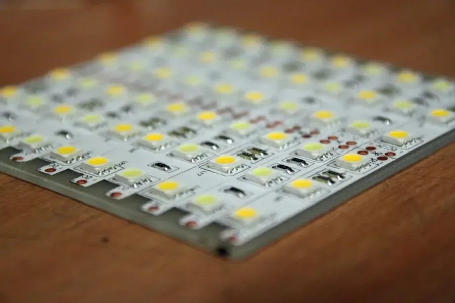 A custom designed LED PCB with unique shape and components.
