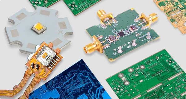 Various materials used in PCB fabrication.